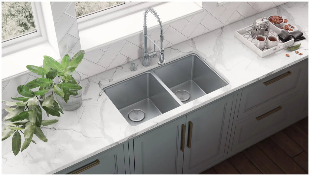 Ruvati Double USA 31 Stainless Kitchen Bowl Gauge 16 Steel Undermount in. RVM5099 Sink 50-50