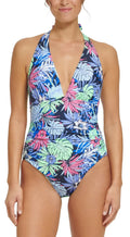 US Standard FLORAL Swimsuit, ALOHA 12 MINT NEO One-Piece Halter Hilfiger Tommy