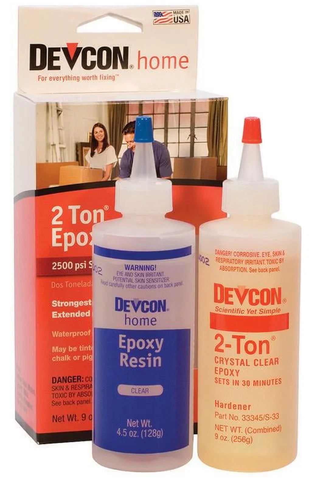Glass Ceramics Adhesive Bottles Glue Jewelry 2-Ton of Two GLU-735.90 Bonding Metals - Devcon Resin Epoxy Wood Hardener Making for