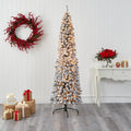 Pencil 400 Natural Christmas Prelit Tree Flocked White Clear 7' Lights Artificial Nearly