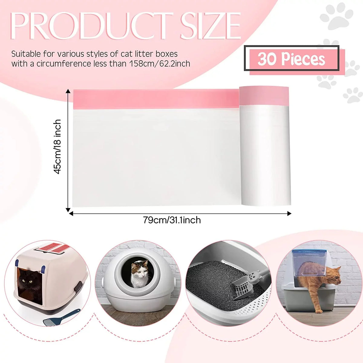 Cat Liners Heavy Litter Litter Box Home Litter Thick Litter Kitty 30-Count 31 Duty Kitty Liners in Times With Large Cat 18 Litter Bags x Liners Bags Drawstring Cat Pan Box Box