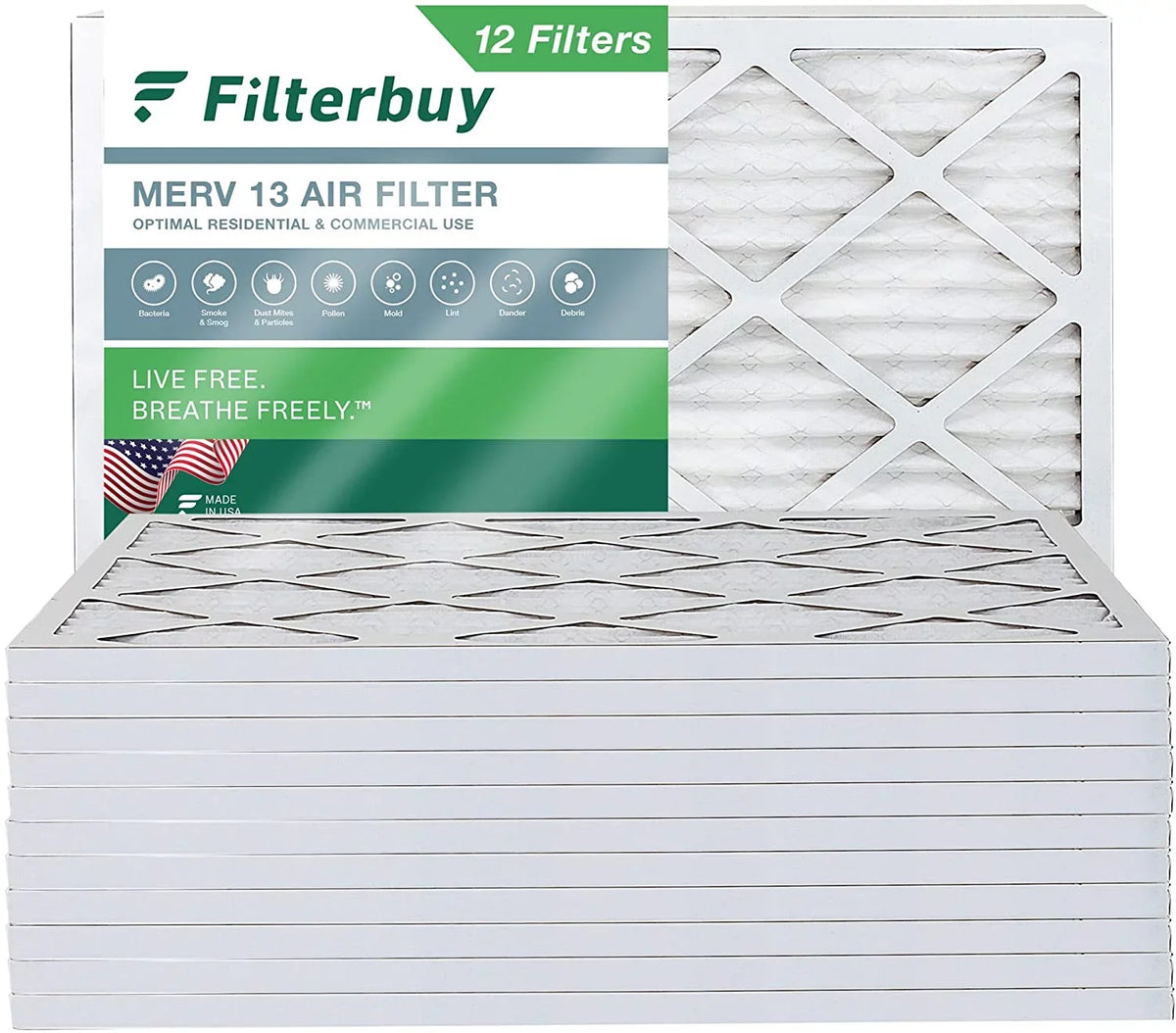 Pleated HVAC Furnace Air (12-Pack) AC 13 Filterbuy MERV 16x21x1 Filters