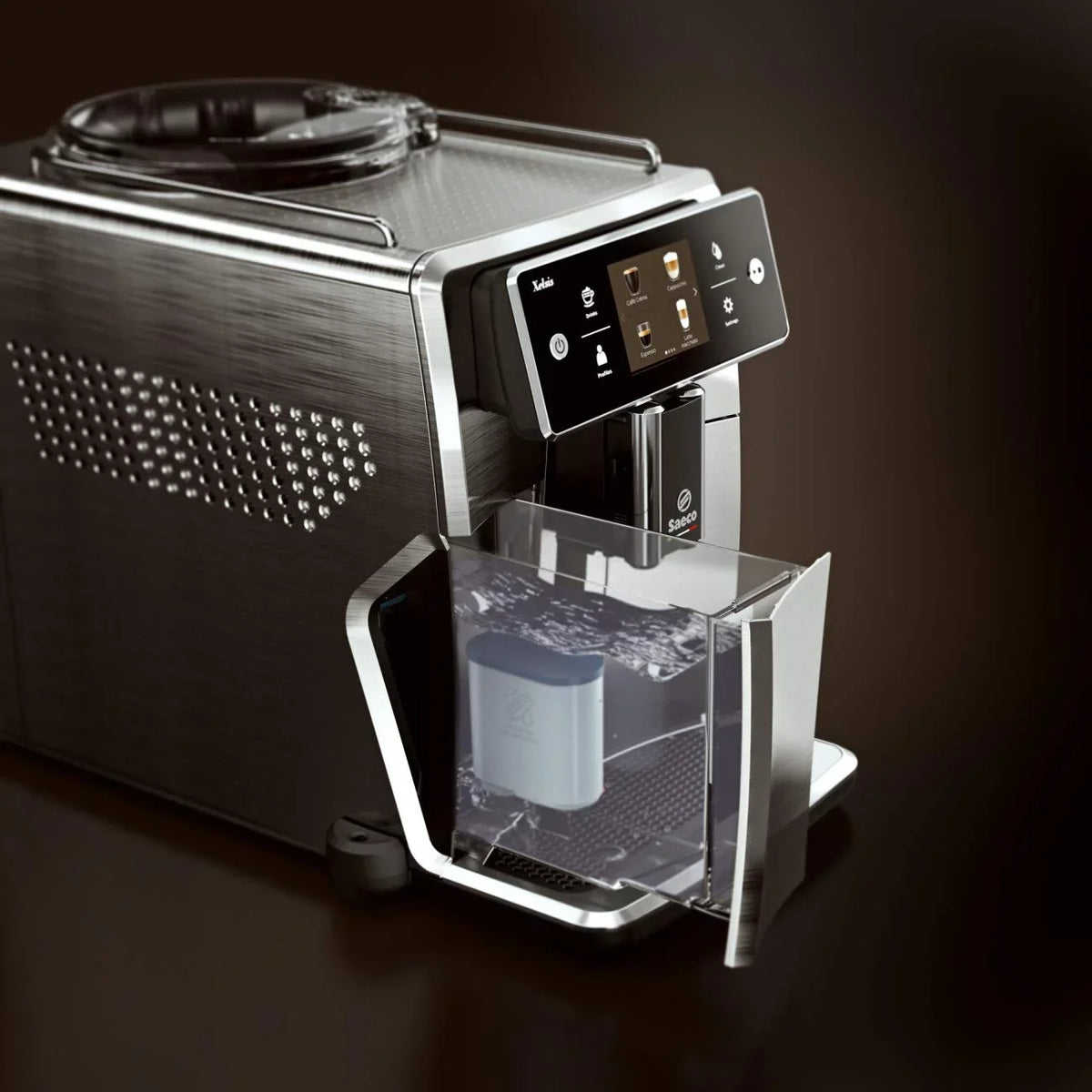 Xelsis Automatic Espresso Titanium Front Saeco Super SM7684/04 Machine, Metal