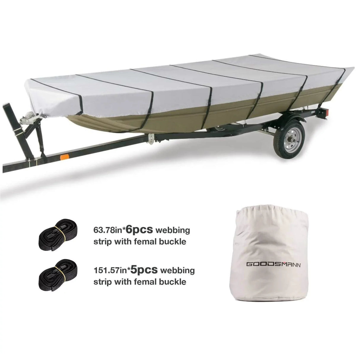Silvery ) 56"W Boat liquid Covers A, Trailerable 12' L, 9921-0152-21( Jon Gray Goodsmann Resistant