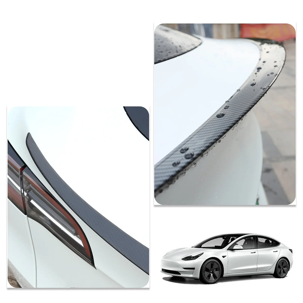 Spoiler Fiber) Wing Model 2023 2017 Carbon (Matte Trunk 3 Tesla Rear For Lip -